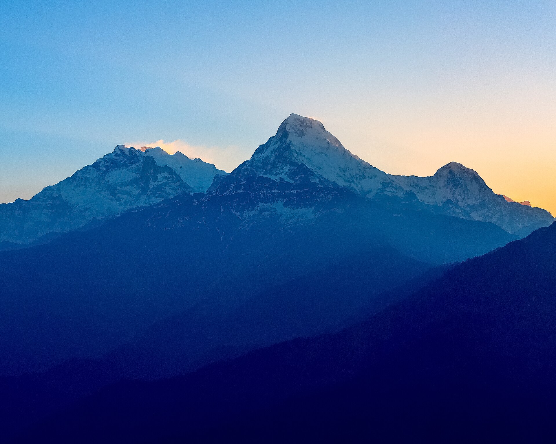 Le massif des Annapurnas vu de Poon Hill, au Népal