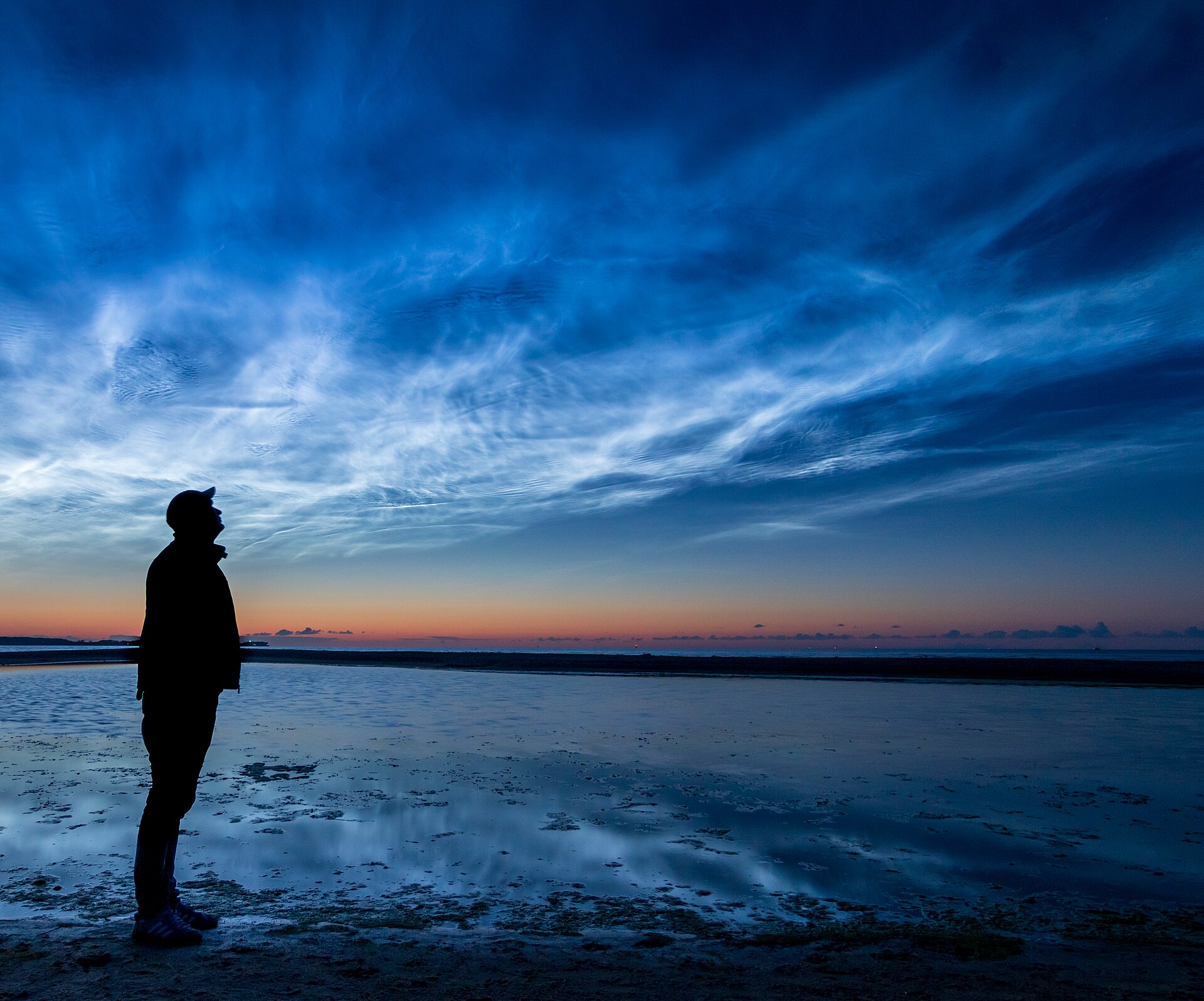 Des nuages noctulescents illuminent le ciel d'une nuit d'été